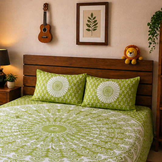 Haboo| Vibrant Ethnic Jaipuri Rajasthani Bedsheet Double Bed