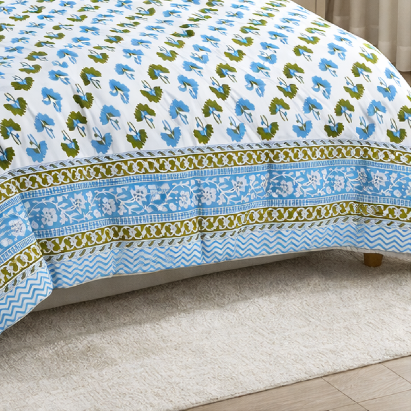 Jaipuri Handblock Print 6 Pc Comforter Set – Pure Cotton Premium Bedding
