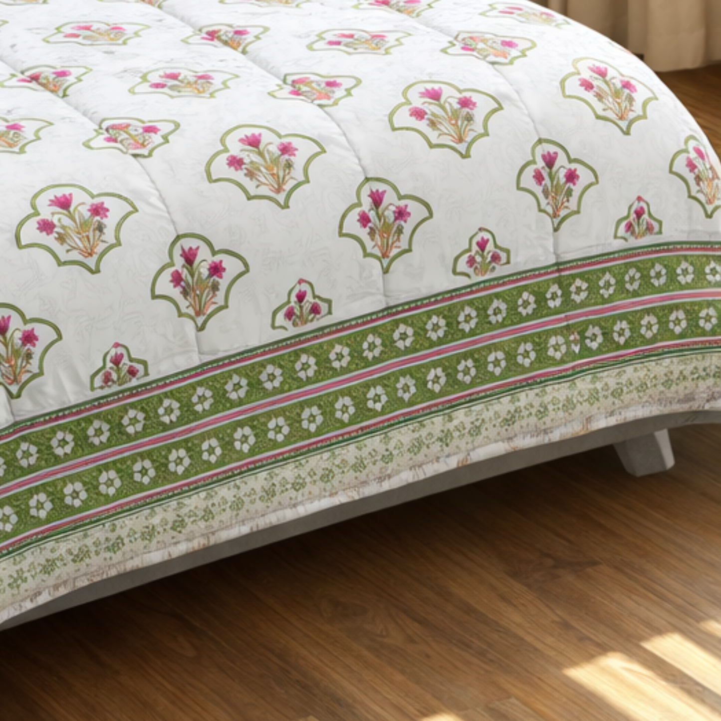 Heritage Jaipuri Handblock Style Comforter Set – 6 Piece Pure Cotton