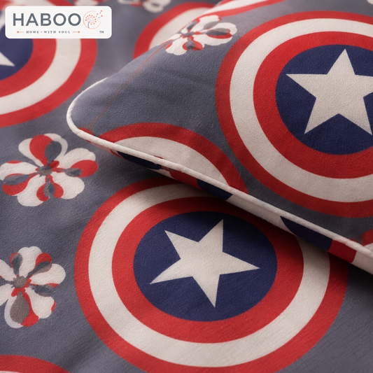 Captain Shield Adventure – Kids Single Bedsheet with 1 Pillow Cover