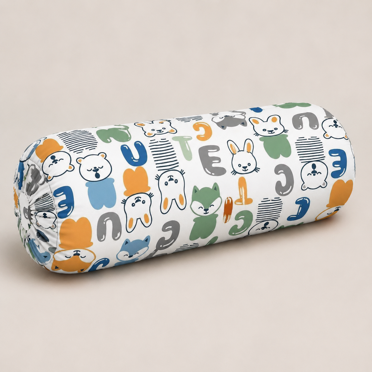 Cute Animal Alphabet Kids Cushion Cover Set of 5 – 16x16 Inch Soft Cotton Decorative Cushions for Kids Room & Nursery