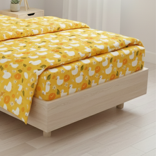 Haboo | 3Pcs Cotton Single Bed Set - 60*90 Comforter, Matching Flat Bedsheet & 1 Pillow Cover - Lightweight All-Season Bedding Kit