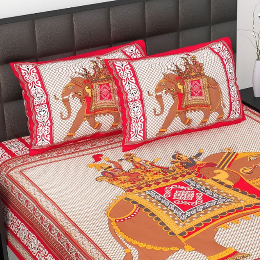 Haboo| Handcrafted Look Rajasthani Jaipuri Cotton Bedsheet Double Bed