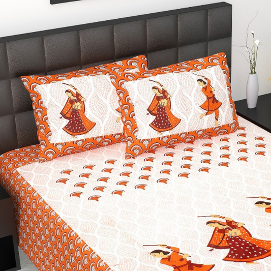 Haboo| Classic Indian Rajasthani Cotton Bedsheet 90x100 Inches