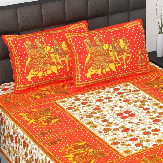 Haboo| Vibrant Ethnic Jaipuri Rajasthani Bedsheet Double Bed