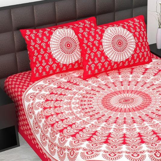 Haboo| Premium Quality Rajasthani Cotton Bedsheet with 2 Pillow Covers