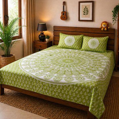 Haboo| Vibrant Ethnic Jaipuri Rajasthani Bedsheet Double Bed