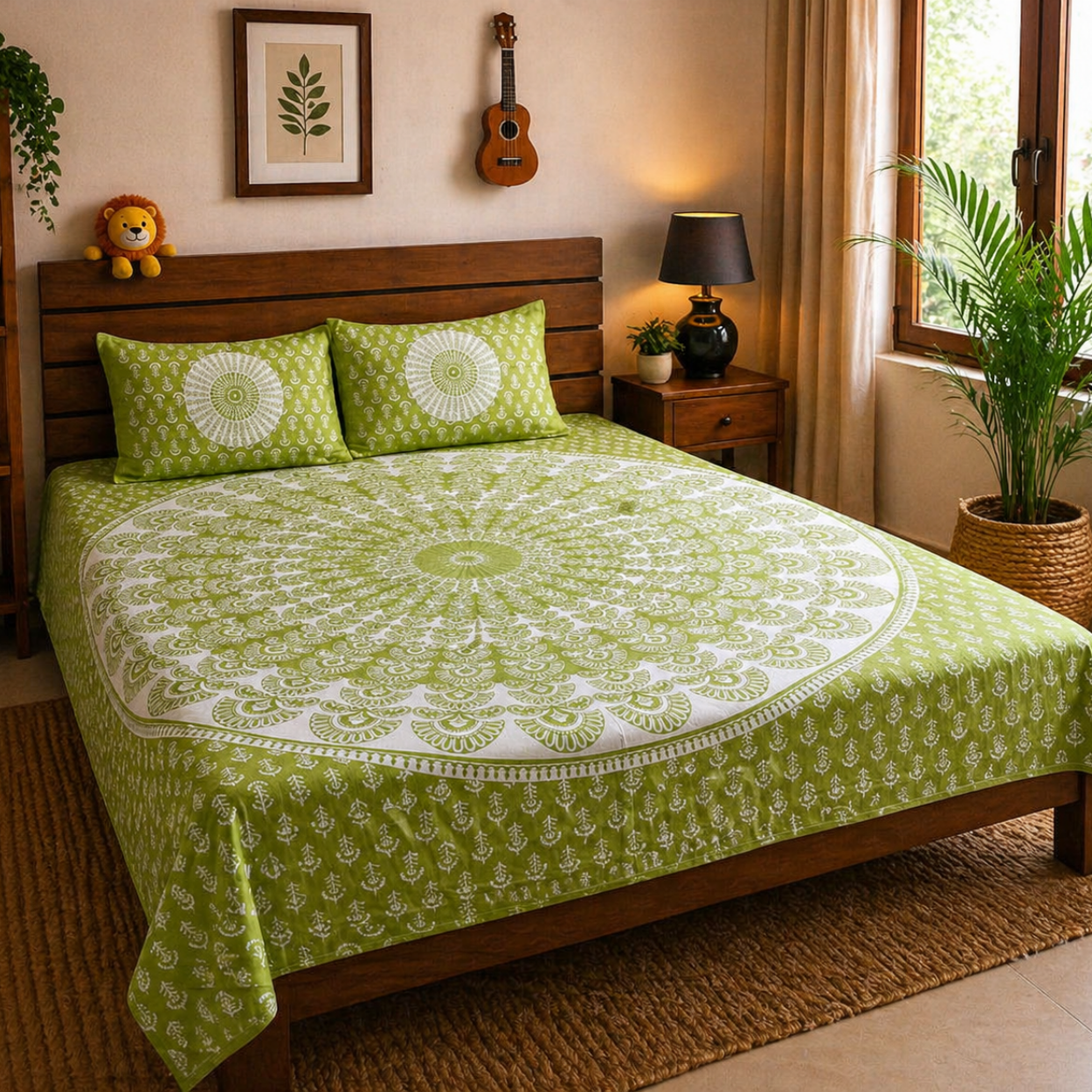 Haboo| Vibrant Ethnic Jaipuri Rajasthani Bedsheet Double Bed