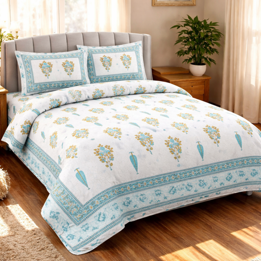 Jaipur Handblock Inspired 6 Piece Comforter Set – Soft Cotton Bedding