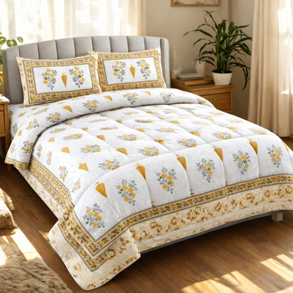 Premium Pure Cotton 6 Pc Comforter Set – Traditional Jaipuri Prints