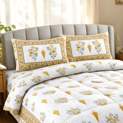 Premium Pure Cotton 6 Pc Comforter Set – Traditional Jaipuri Prints
