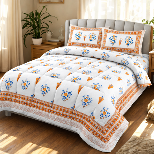 Luxury Jaipuri Print Comforter Set (6 Pc) – 100% Pure Cotton