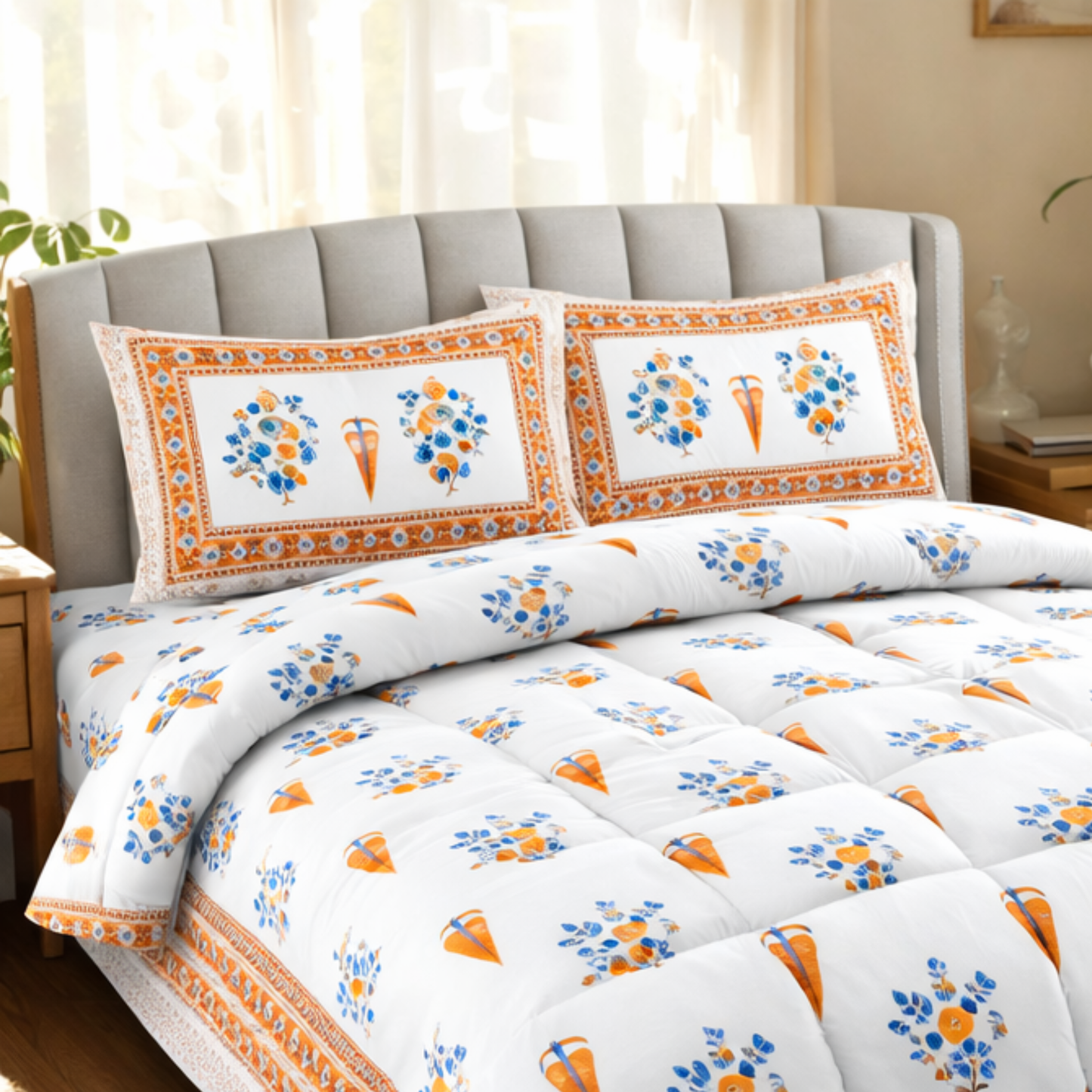 Luxury Jaipuri Print Comforter Set (6 Pc) – 100% Pure Cotton