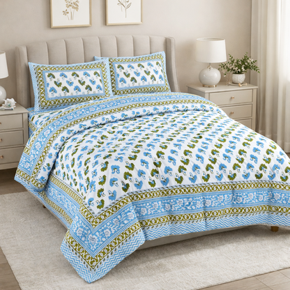 Jaipuri Handblock Print 6 Pc Comforter Set – Pure Cotton Premium Bedding