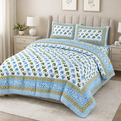 Jaipuri Handblock Print 6 Pc Comforter Set – Pure Cotton Premium Bedding