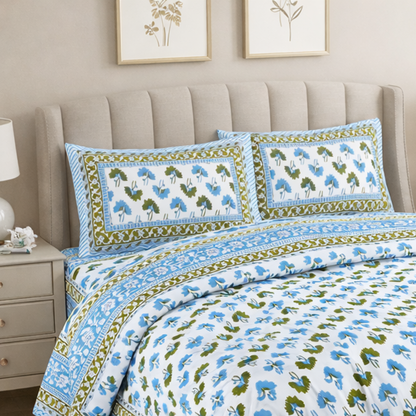 Jaipuri Handblock Print 6 Pc Comforter Set – Pure Cotton Premium Bedding