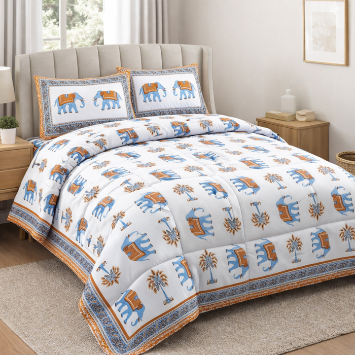Designer Jaipuri Prints 6 Pc Comforter Set – 100% Cotton Comfort