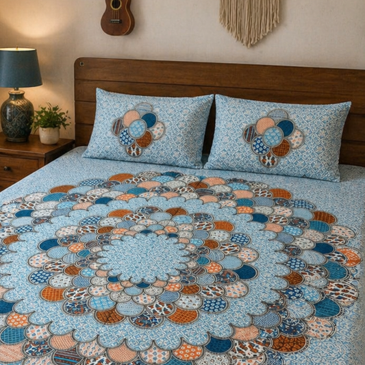 Haboo| Colorfast Jaipuri Rajasthani Cotton Bedsheet 90x100 Inches