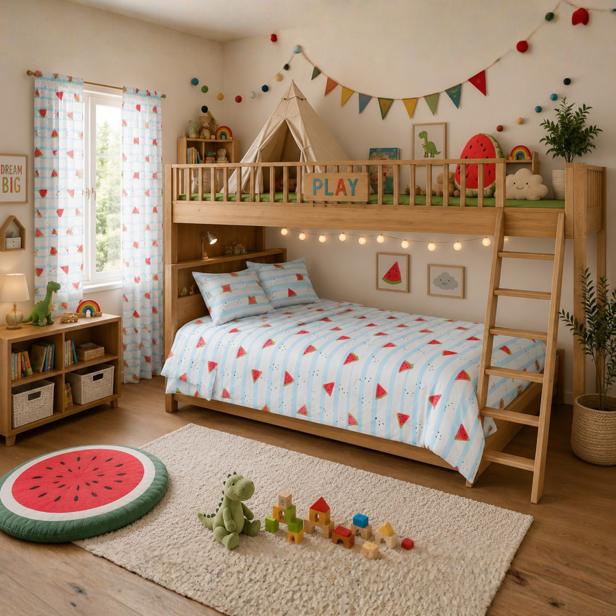 Watermelon Kids Cushion Cover Set of 5 – 16x16 Inch Soft Cotton Decorative Cushions for Kids Bedroom & Playroom