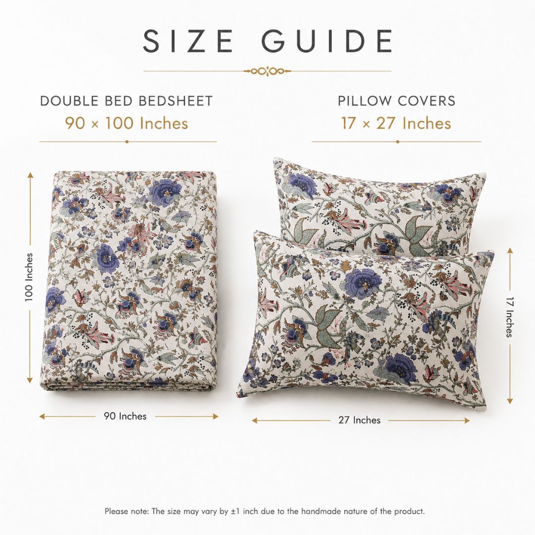 Floral Garden Double Bed Bedsheet with 2 Pillow Covers | Kids Bedding