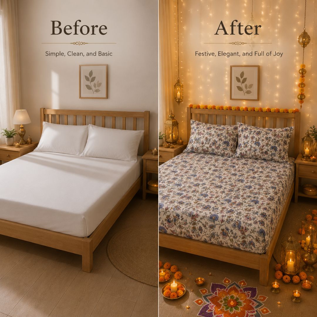 Floral Garden Double Bed Bedsheet with 2 Pillow Covers | Kids Bedding