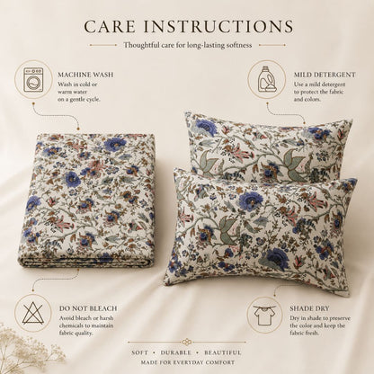 Floral Garden Double Bed Bedsheet with 2 Pillow Covers | Kids Bedding