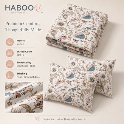 Floral Garden Double Bed Bedsheet with 2 Pillow Covers | Kids Bedding