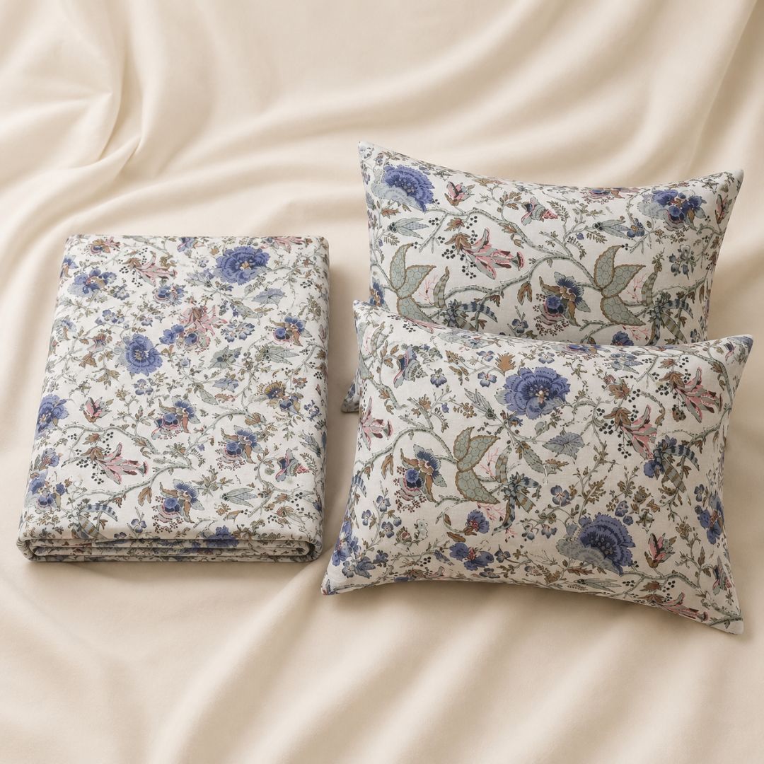 Floral Garden Double Bed Bedsheet with 2 Pillow Covers | Kids Bedding