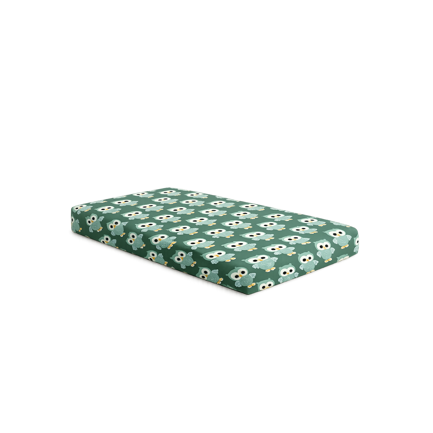 Green Cute Owl Print Single Bedsheet with 1 Pillow Cover | Soft Cotton Kids Bedding Set