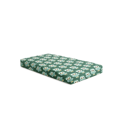 Green Cute Owl Print Single Bedsheet with 1 Pillow Cover | Soft Cotton Kids Bedding Set