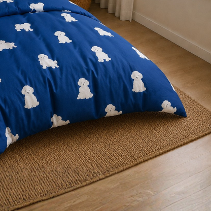 Blue Dog Print Single Bed Comforter Set in Pure Cotton – Soft Kids Bedding Collection