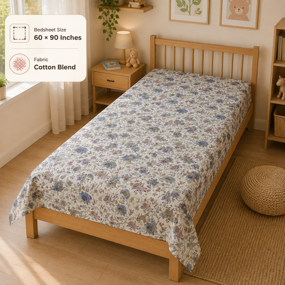 Bluebell Meadow King Size Bedsheet – Pure Cotton with 2 Pillow Covers