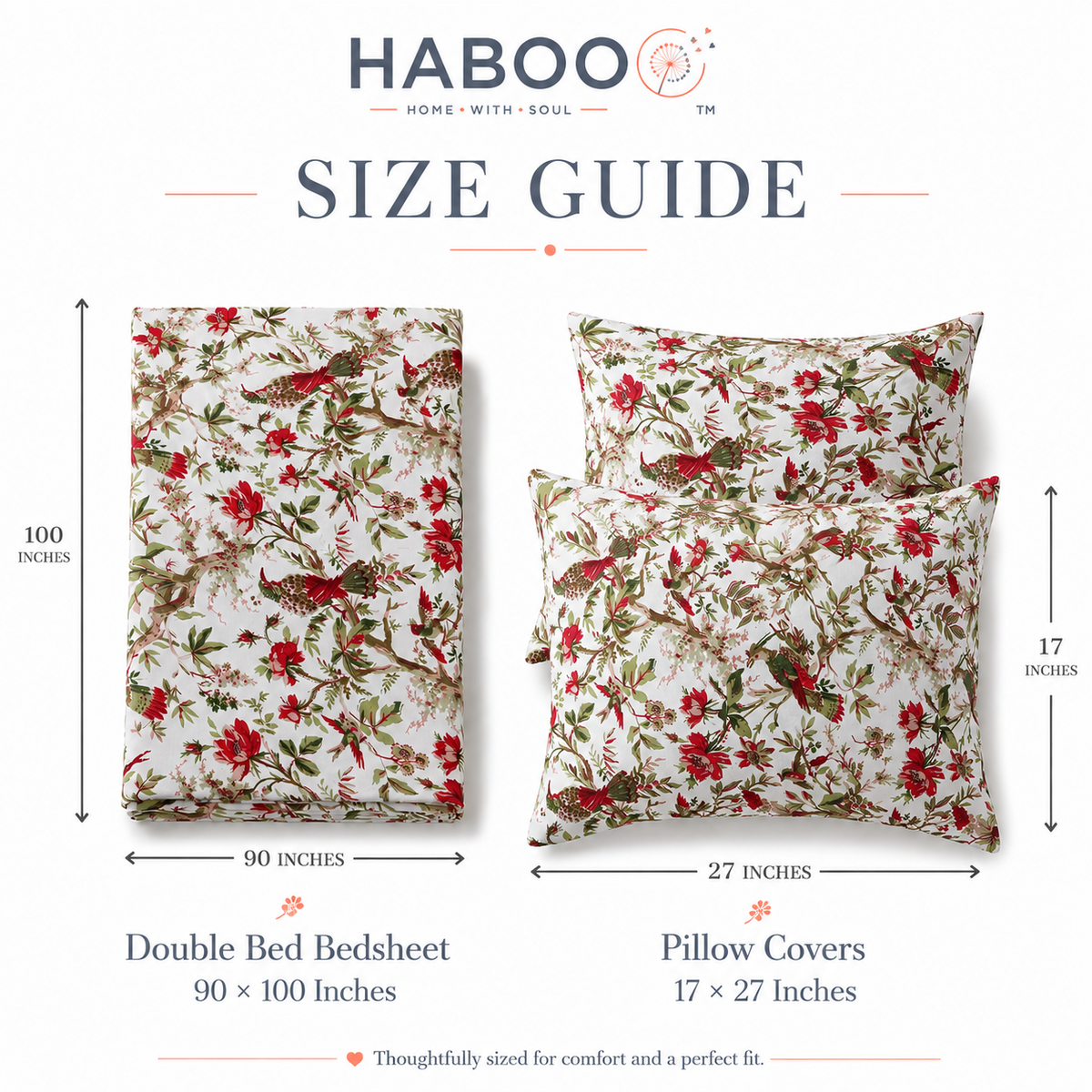 Floral Garden Double Bed Cotton Bedsheet Set with 2 Pillow Covers