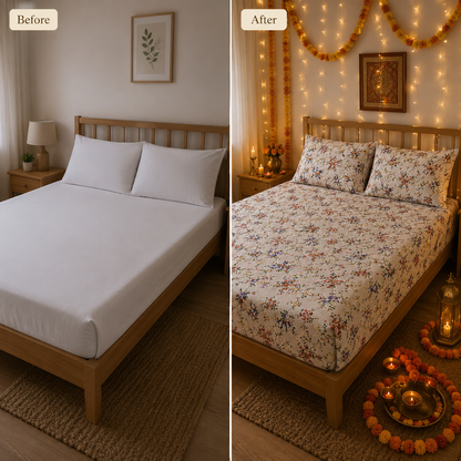 200 TC Pure Cotton Double Bedsheet with 2 Pillow Covers