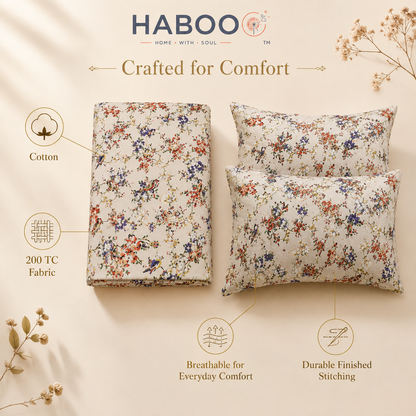 200 TC Pure Cotton Double Bedsheet with 2 Pillow Covers