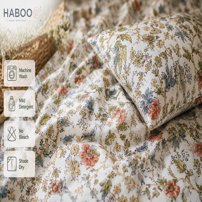 Heritage Petals – Pure Cotton Single Bed Bedsheet with 1 Pillow Cover