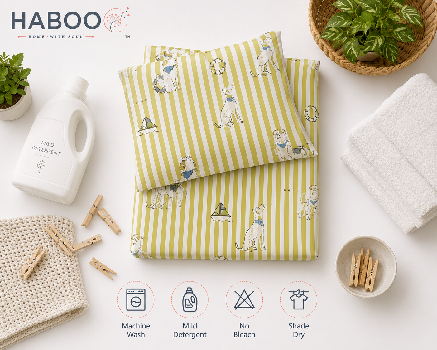 HABOO Kids Single Bed Bedsheet with 1 Pillow Cover | Soft Cotton Blend Bedding Set for Boys & Girls | 60 × 90 Inch