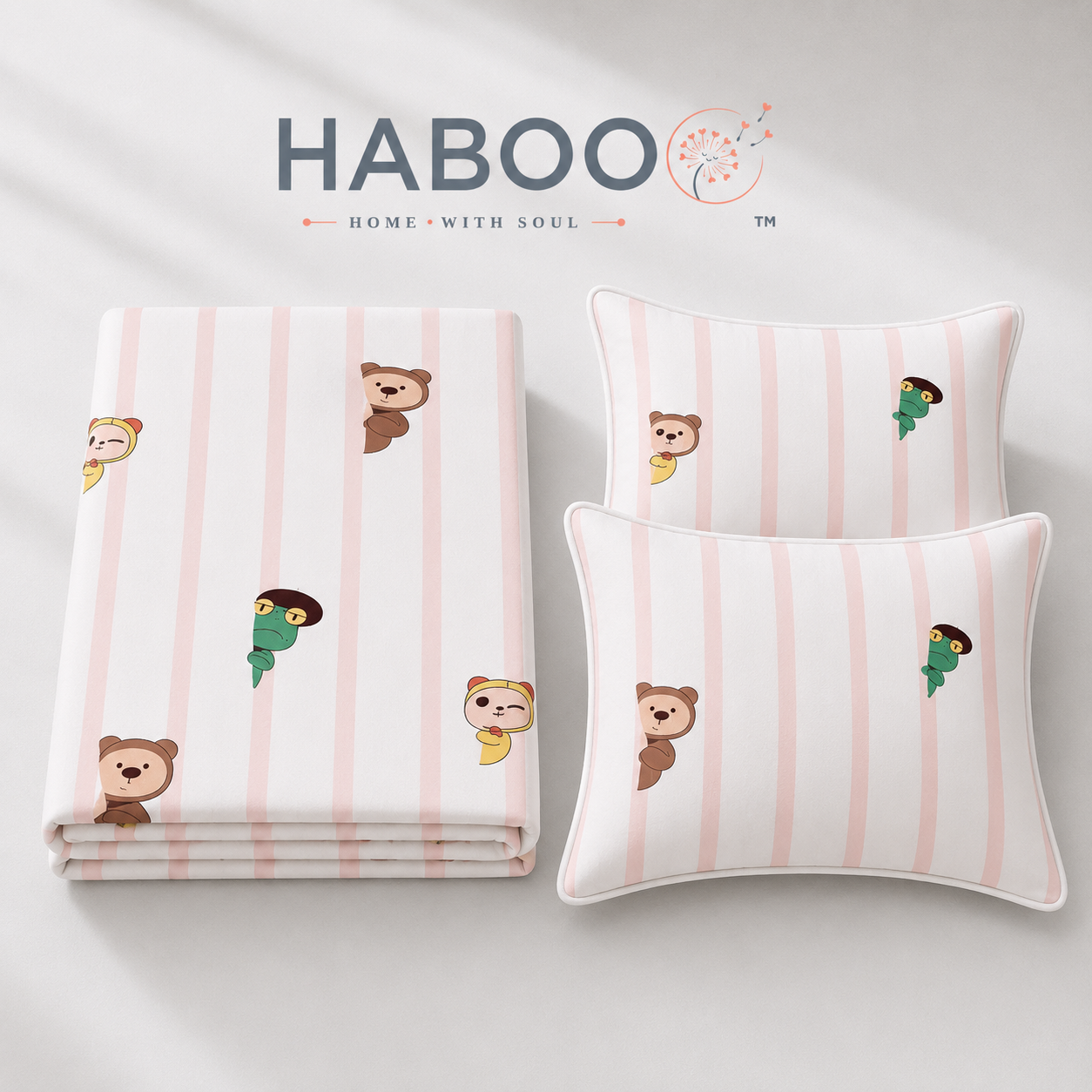 Peekaboo Pals Double Bed Cotton Bedsheet with 2 Pillow Covers | Soft Kids Printed Bedding Set | Premium Breathable Bed Linen