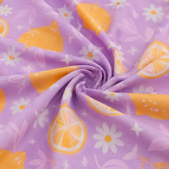 HABOO Citrus Bloom Kids Double Bed Bedsheet with 2 Pillow Covers | Lemon & Daisy Print | Soft Cotton Blend | 90 × 100 Inch