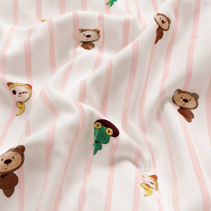Peekaboo Pals Single Bed Cotton Bedsheet with 1 Pillow Cover | Soft Kids Printed Bedding Set | Premium Breathable Bed Linen