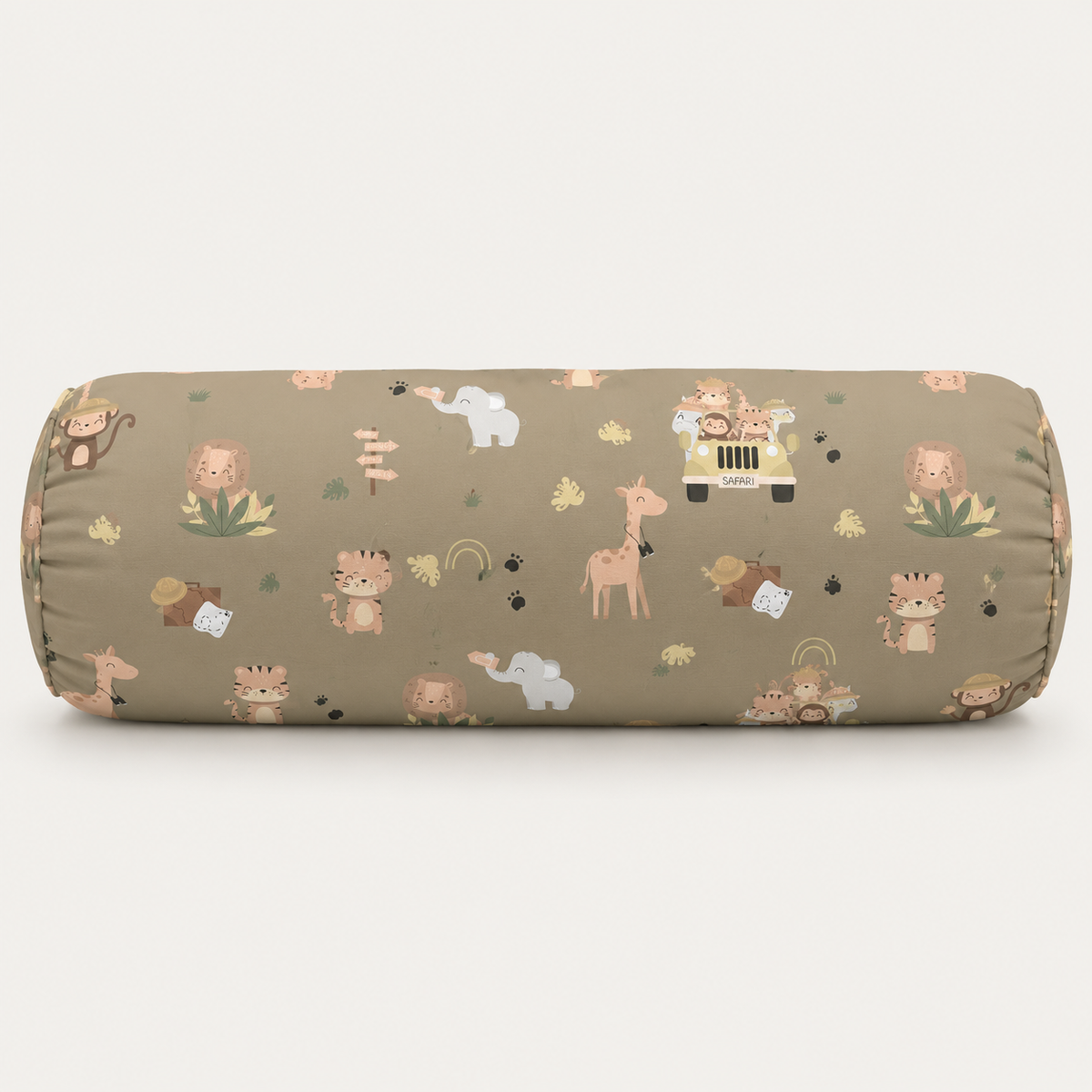 Safari Animal Kids Cushion Cover Set of 5 – 16x16 Inch Soft Cotton Decorative Cushions for Kids Room & Nursery