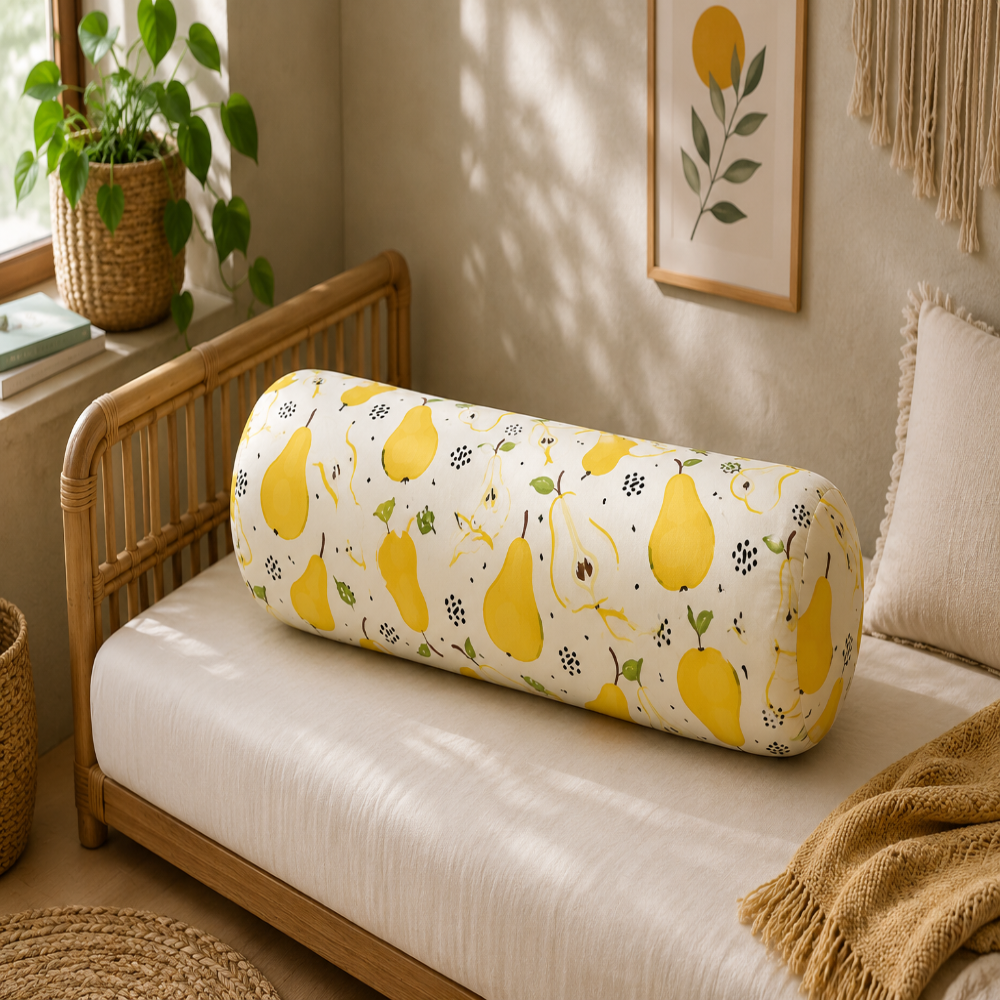 Pear Print Kids Cushion Cover Set of 5 – 16x16 Inch Soft Cotton Decorative Cushions for Nursery & Kids Room