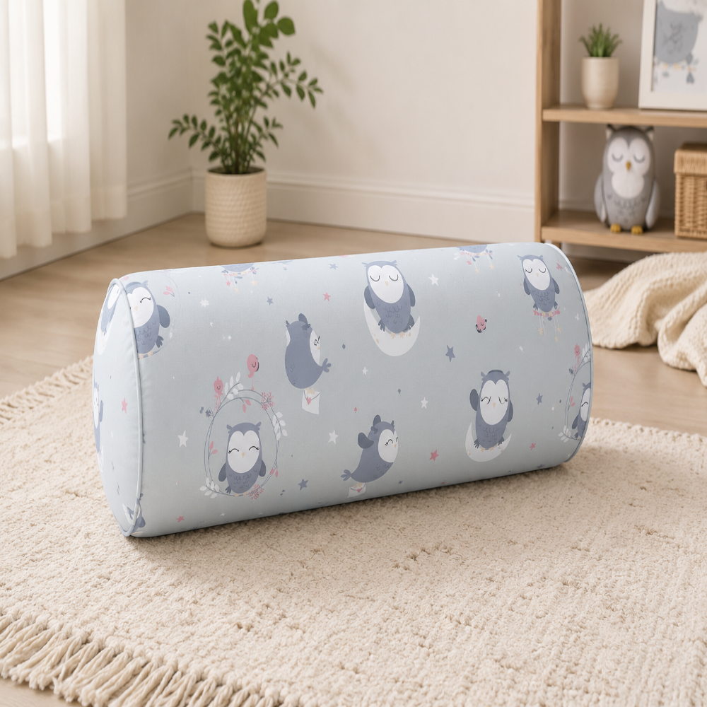 Sleepy Owl Kids Cushion Cover Set of 5 – 16x16 Inch Soft Cotton Decorative Cushions for Nursery & Kids Bedroom