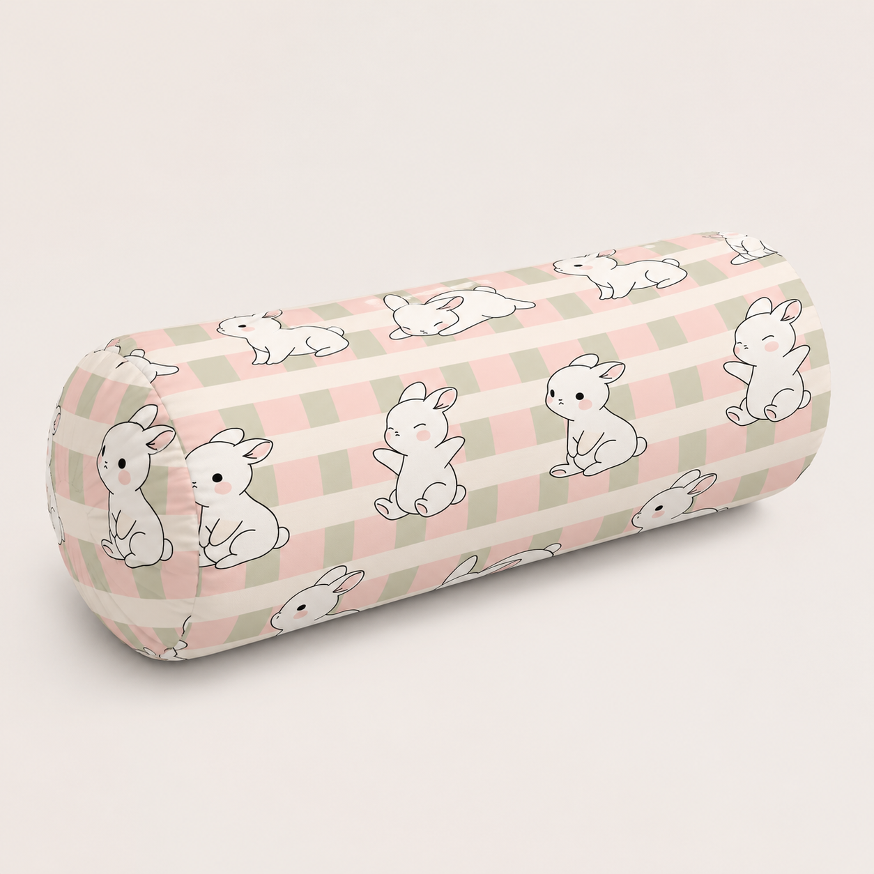 Cute Bunny Kids Cushion Cover Set of 5 – 16x16 Inch Soft Pastel Rabbit Print Decorative Cushions for Nursery & Kids Room
