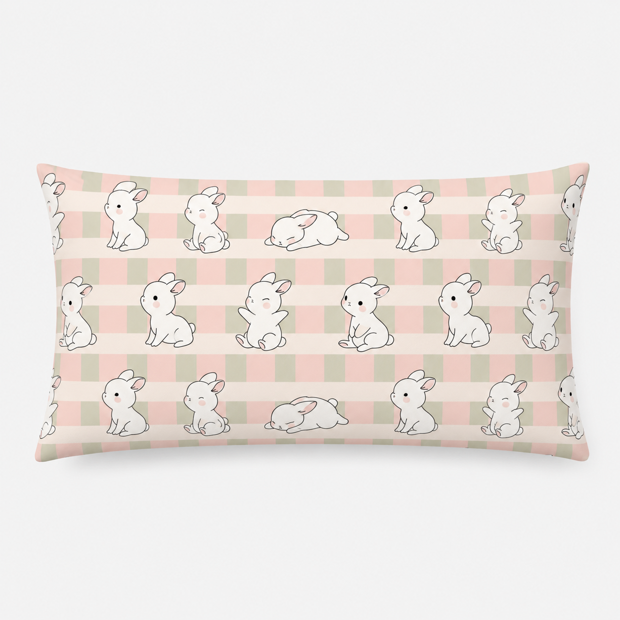 Pink Cute Rabbit Print Single Bedsheet with 1 Pillow Cover | Soft Cotton Kids Bedding Set