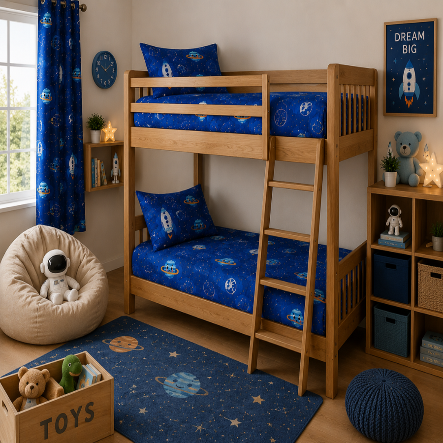 Space Rocket Kids Cushion Cover Set of 5 – 16x16 Inch Soft Cotton Decorative Cushions for kids Room & Nursery