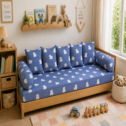 Cute Puppy Kids Cushion Cover Set of 5 – 16x16 Inch Soft Cotton Decorative Cushions for Kids Bedroom & Nursery