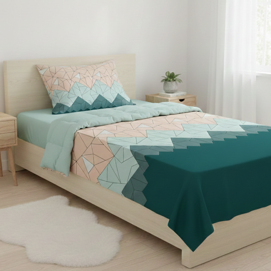 Haboo | Modern Geometric Abstract Print Cotton Single Bed Comforter - 60*90 Inches, 100 GSM Lightweight All-Season Quilt