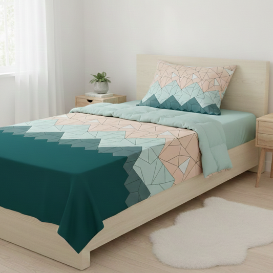 Haboo | Modern Geometric Abstract Print Cotton Single Bed Comforter - 60*90 Inches, 100 GSM Lightweight All-Season Quilt