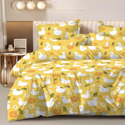 Haboo | 4Pcs Cotton Double Bed Set - 90x100 Comforter, Flat Bedsheet & 2 Pillow Covers - Lightweight All-Season Bedding Kit